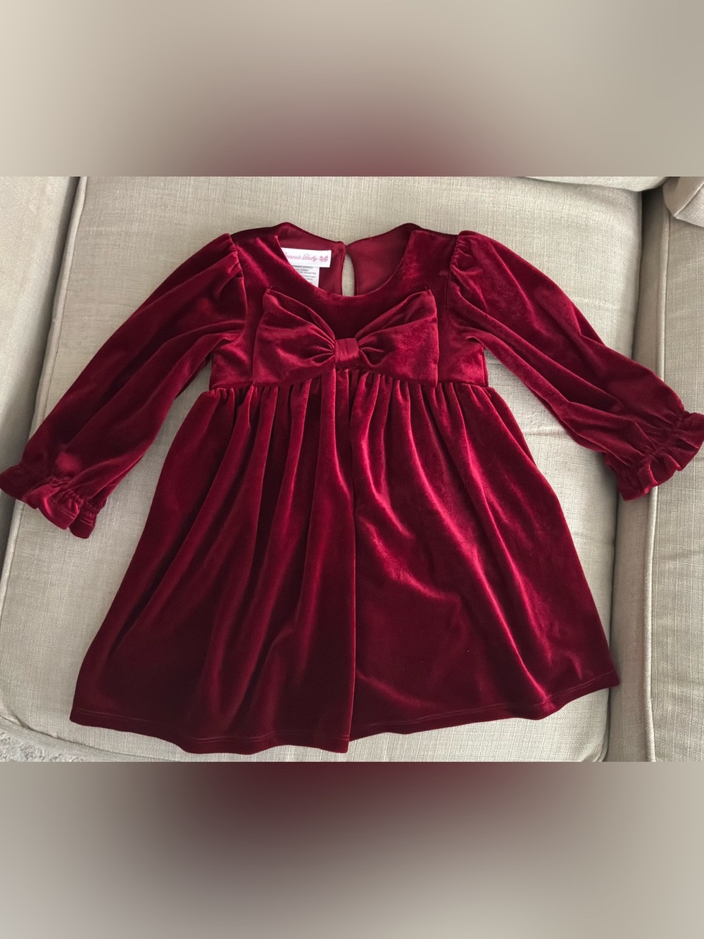 Bonnie Baby Red Velvet Bow Dress